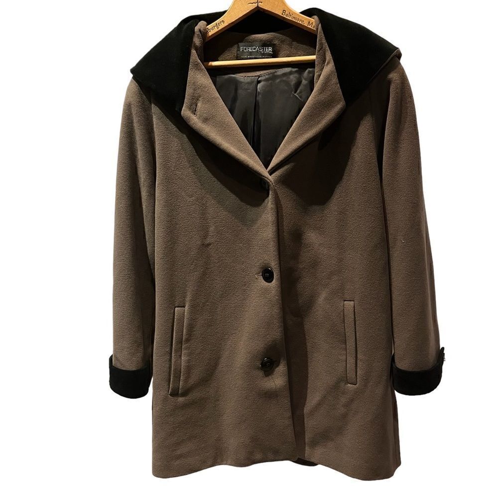 Forecaster Women's Hooded Coat Dark Tan with Black trim Size 12